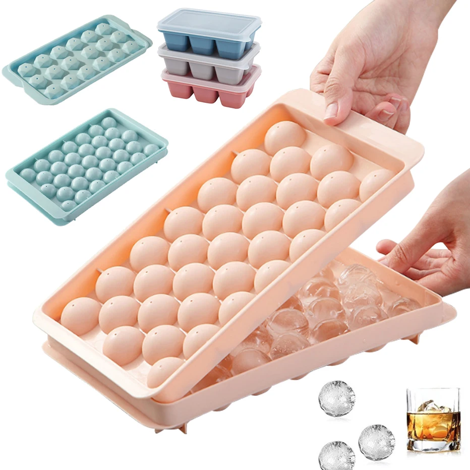 뚜껑이 달린 3D 원형 아이스 큐브 트레이