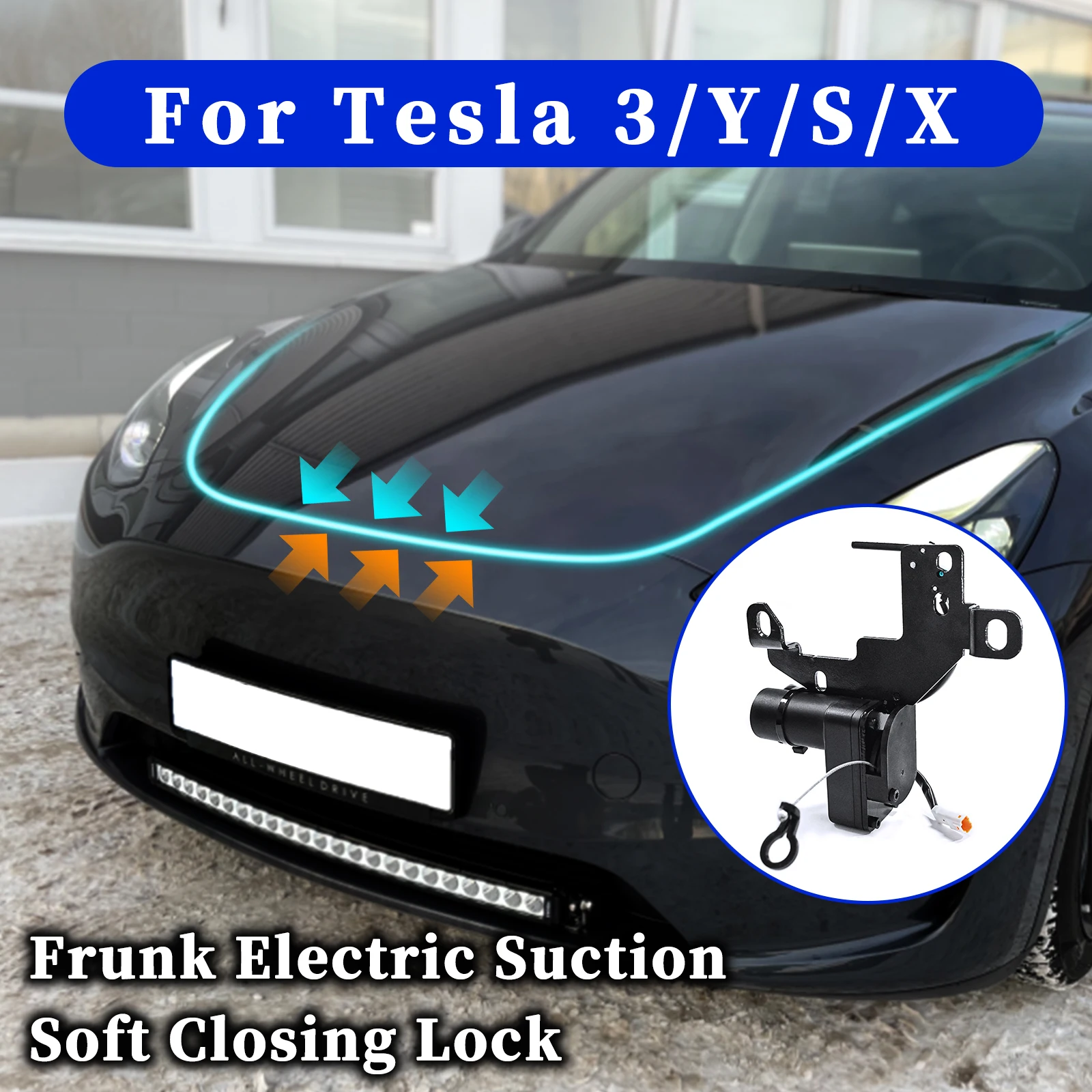 Tesla Y 전면 스페어 박스 전기 자동 흡착 모델 3 하이랜드 2024 2023 2022 2021 Tesla 3 흡입 자동 잠금 장치 용 전면 트렁크 소프트 클로징