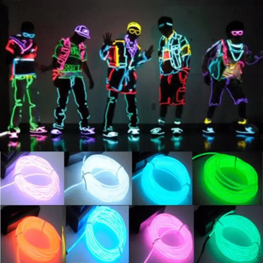글로우 EL 와이어 케이블 LED 네온 크리스마스 댄스 파티 DIY 의상