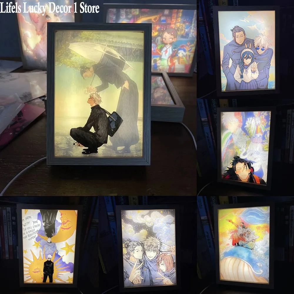 애니메이션 주술회전 Led 조명 그림 장식 사진 프레임