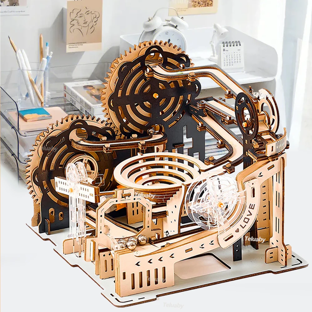 3D 나무 퍼즐 대리석 런 세트