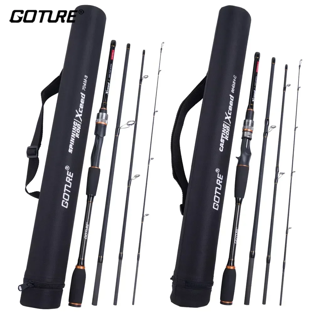 Goture Xceed Fuji 4단 가이드 링 포함 여행용 낚싯대 탄소 섬유 1.98-3.6M 잉어 낚시용 스피닝 미끼 캐스팅 낚싯대