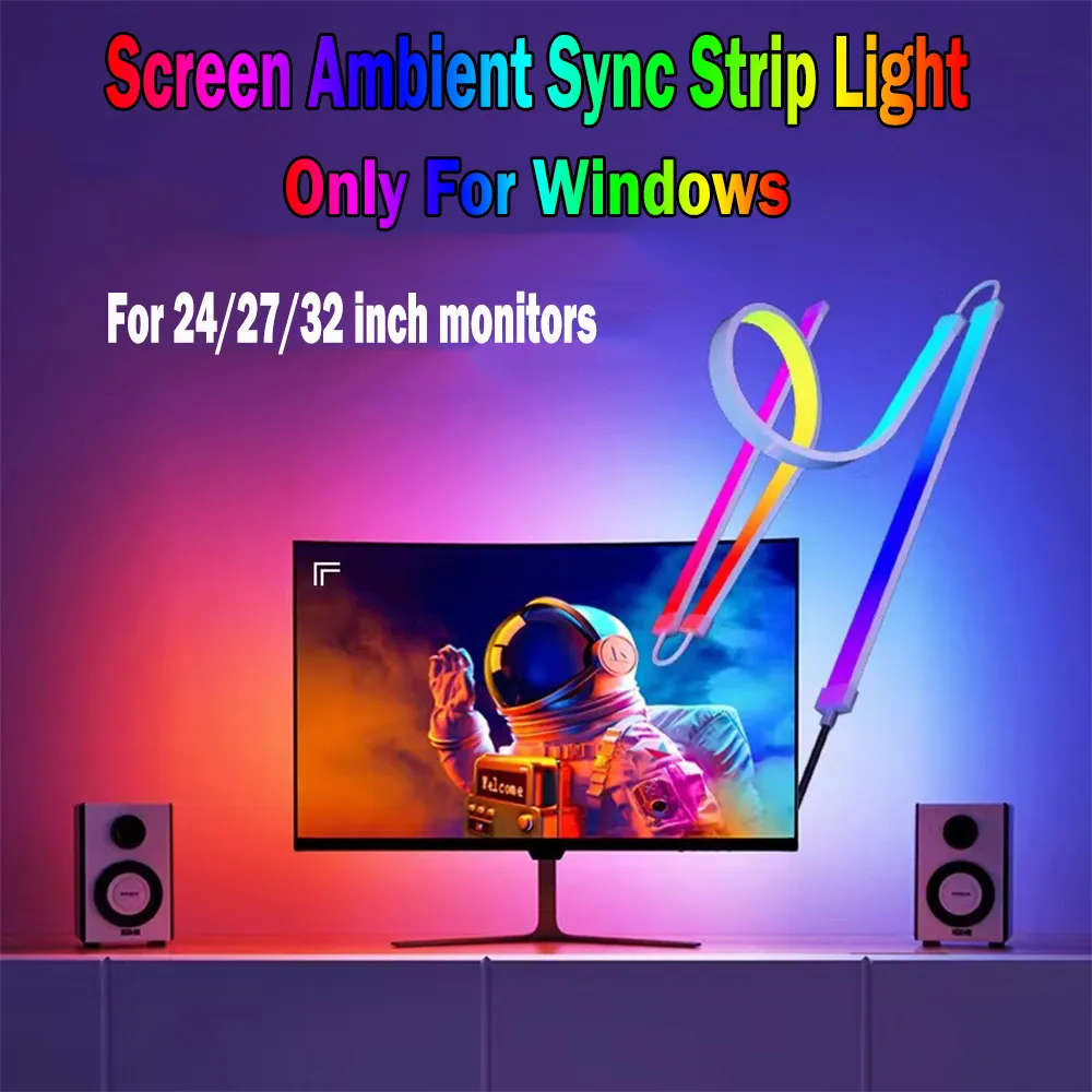 스마트 앰비언트 TV 조명 PC 디스플레이 동기화 LED 스트립 라이트 RGB 드림 컬러 DIY 파티 게임