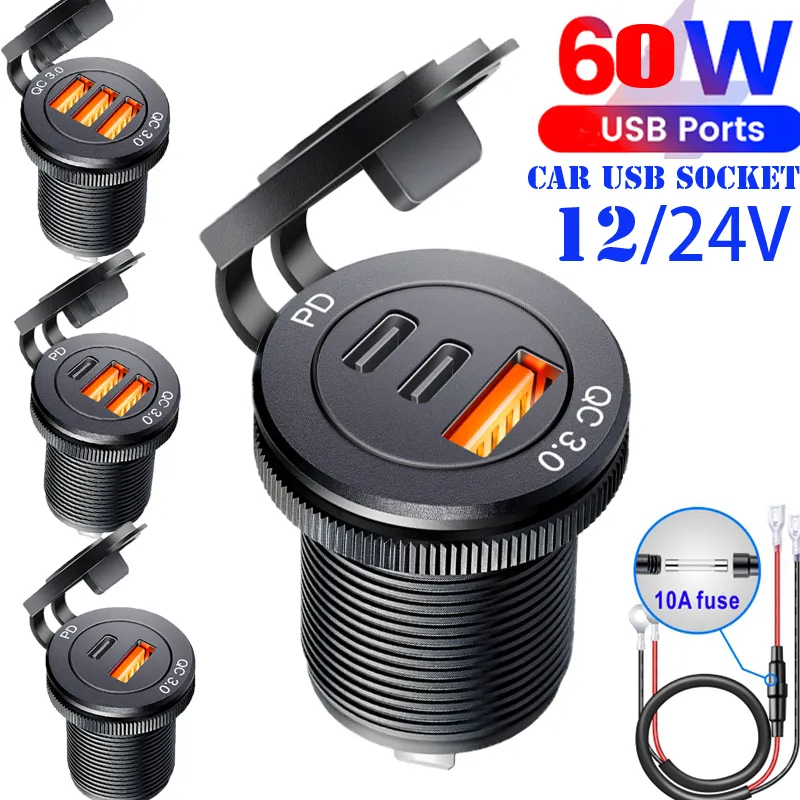차량용 USB 소켓 고속 충전 PD 3.0 자동차 충전기