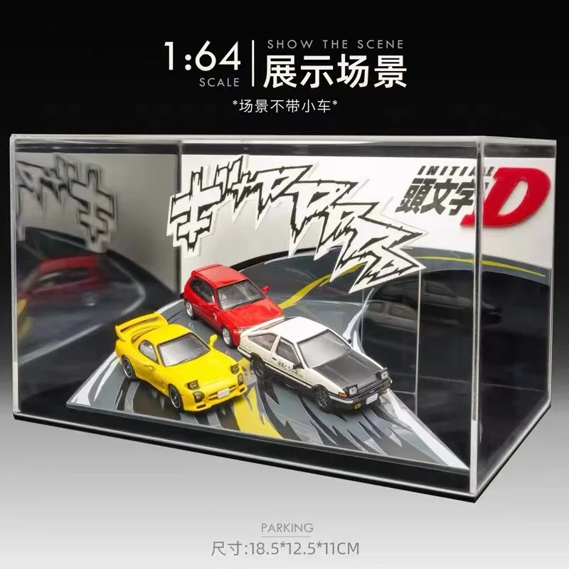 TimeMicro & MoreArt 1/64 첫 번째 텍스트 D 테마 자동차 모델 스테레오 디스플레이 장면