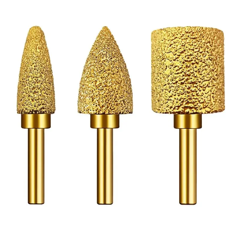 6mm 생크 진공 브레이징 다이아몬드 버 헤드 그라인딩 로터리 파일