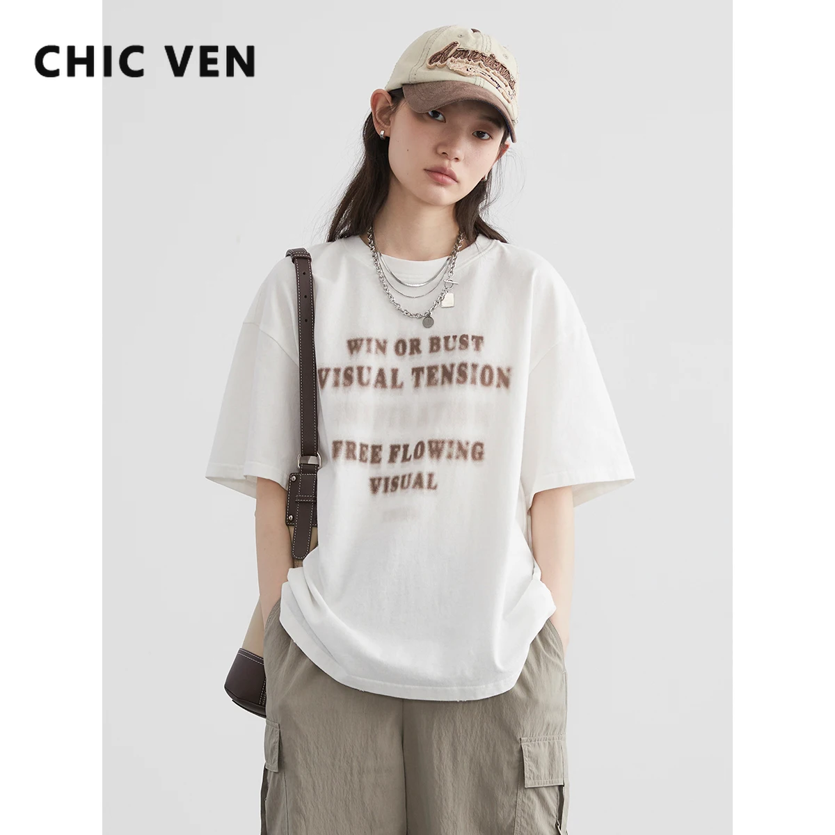 CHIC VEN 여성용 루즈 캐주얼 코튼 티셔츠