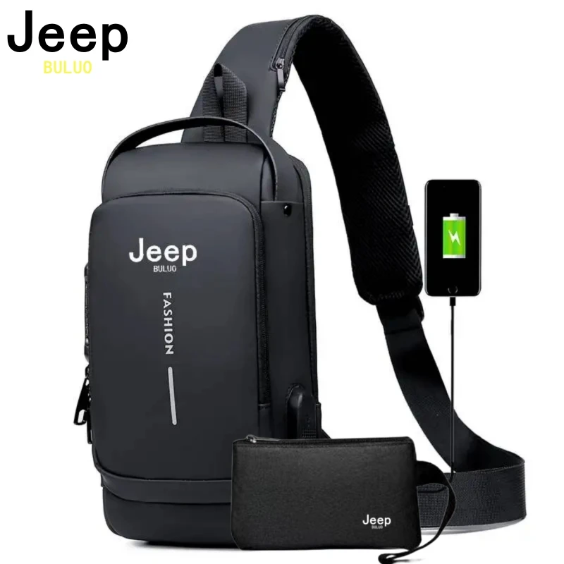 JEEP-BULUO 브랜드 고품질 남자 가슴 슬링 가방