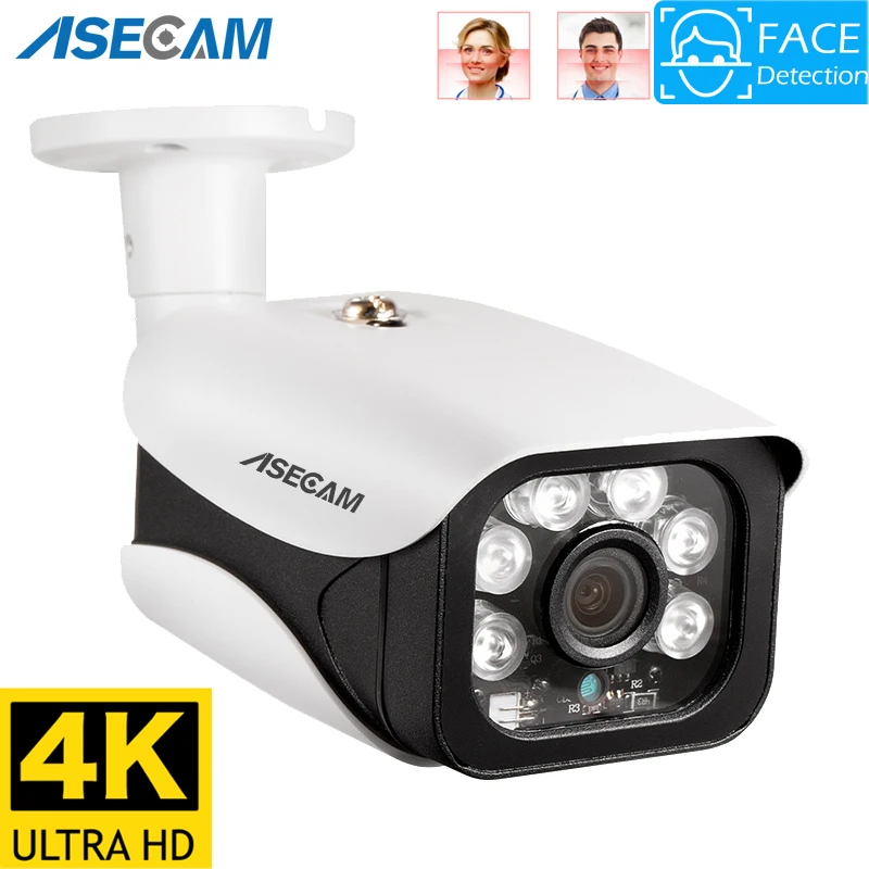 8mp 4K IP 카메라 실외 Ai 얼굴 감지 H.265 Onvif 총알 CCTV 어레이 야간 투시경 IR 2K POE 휴먼 비디오 보안 카메라 RTSP