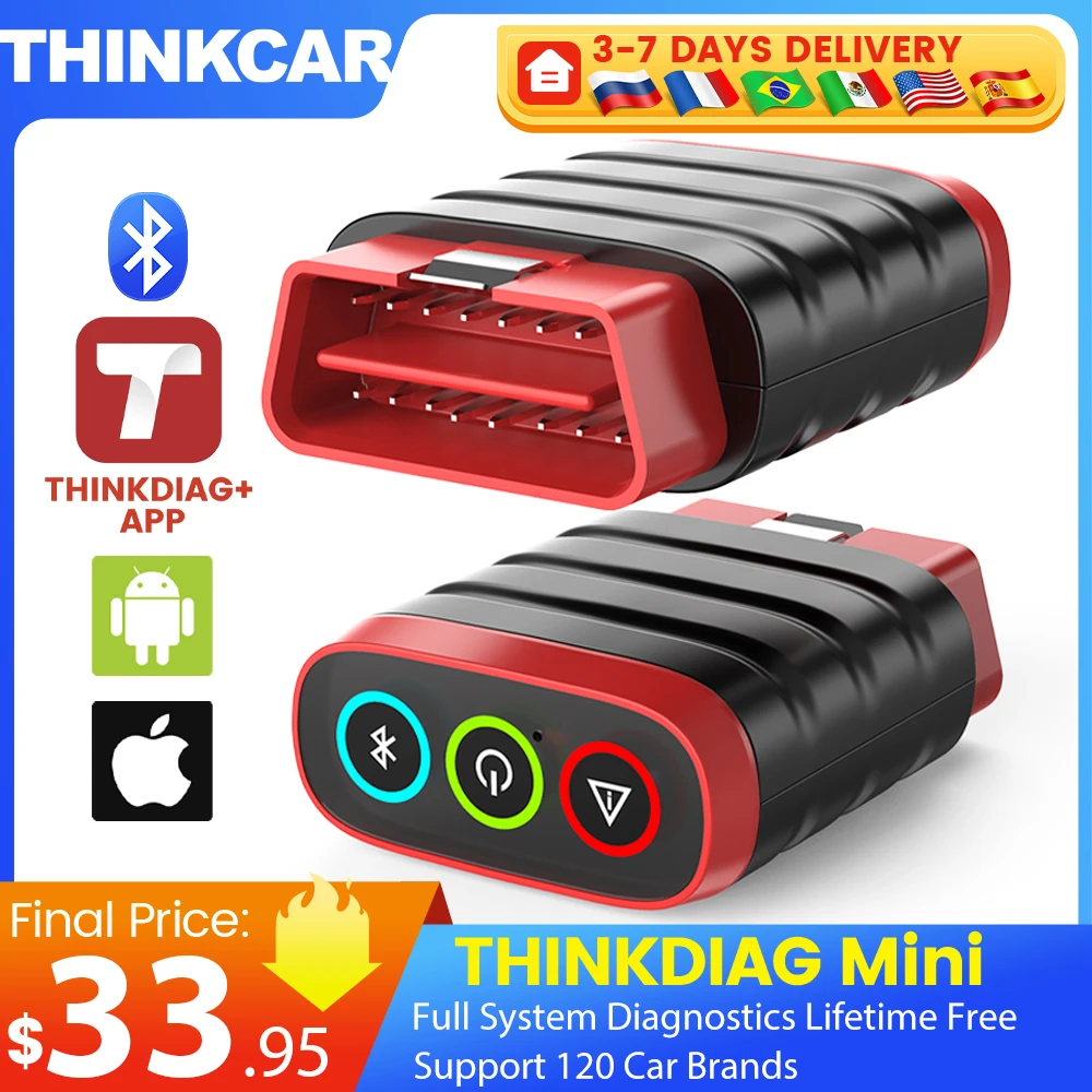 THINKCAR THINKDIAG mini 미니 obd2 블루투스 스캐너 모든 자동차 전체 시스템 진단 평생 무료 자동 진단 도구 읽기/ClearCode 오류