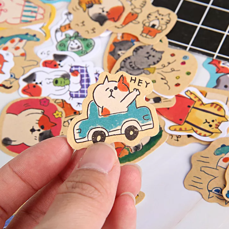 귀여운 고양이 스티커 장식 문구 스티커 스크랩북 DIY 일기 앨범 스틱 라벨