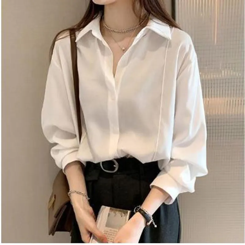 여성용 루즈한 오버사이즈 블라우스 셔츠