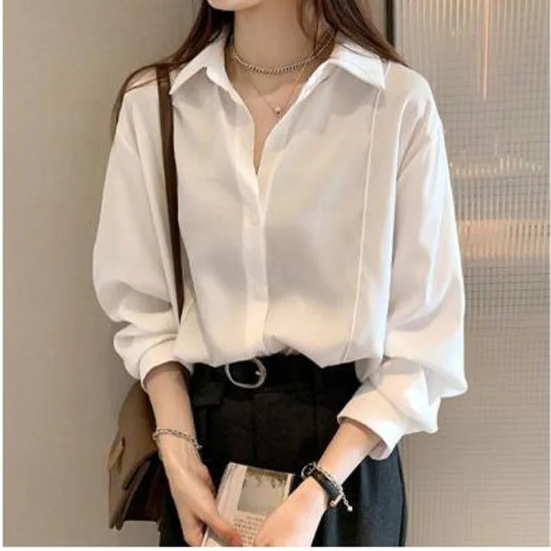 여성용 루즈한 오버사이즈 블라우스 셔츠