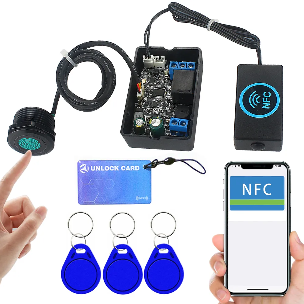 휴대폰 NFC 지문 릴레이 제어 모듈 DC10V-120V IC 카드 유도 액세스 컨트롤러 스위치