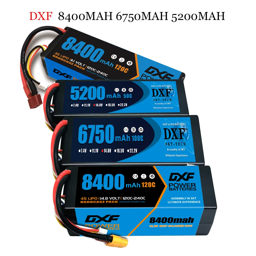 1/2PCS DXF Lipo 3S 4S 2S 배터리 7.4V 11.1V 14.8V 8400mAh 6500mAh 6750mAh 7000mAh 5200mAh 9200mah 10000mah 하드 RC 자동차
