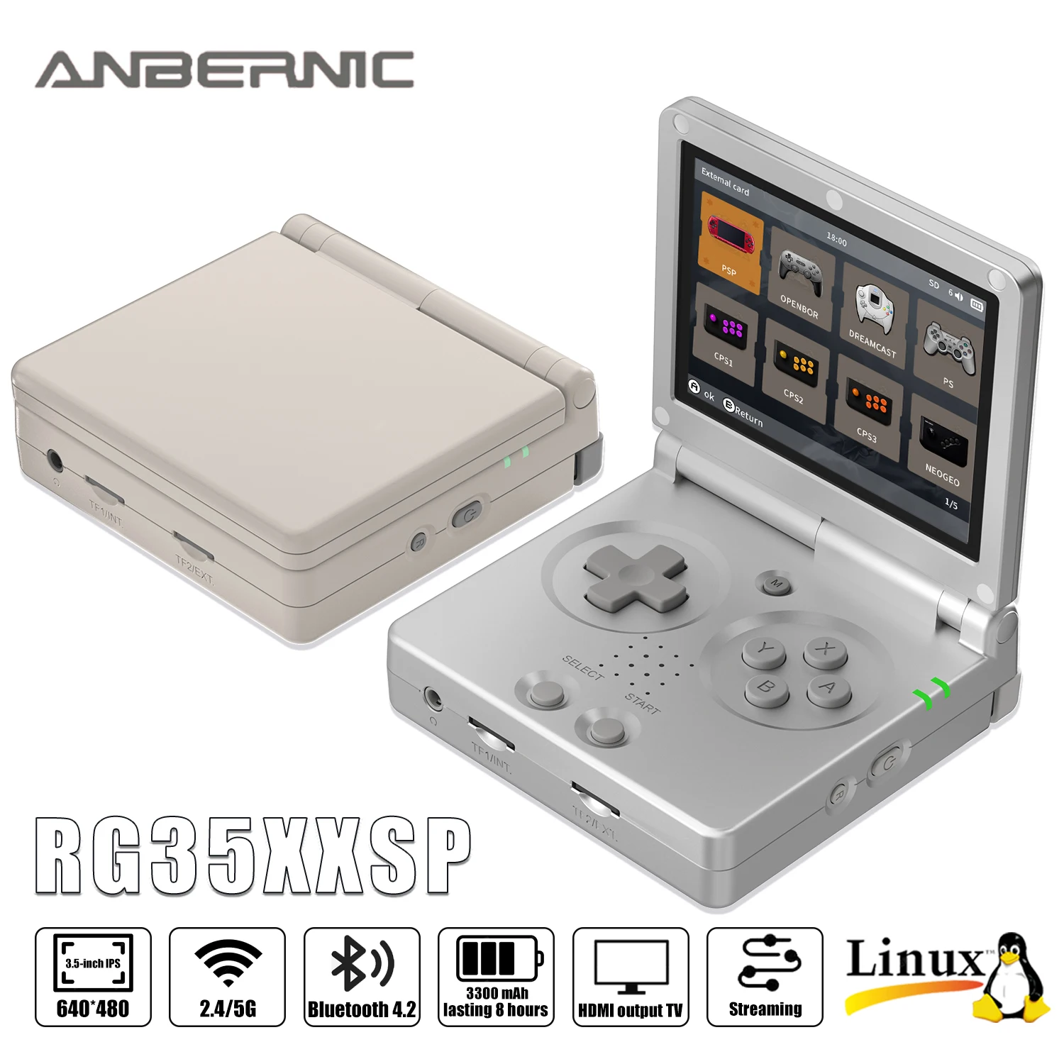 ANBERNIC 3.5 인치 IPS 스크린 플립 핸드 헬드 콘솔