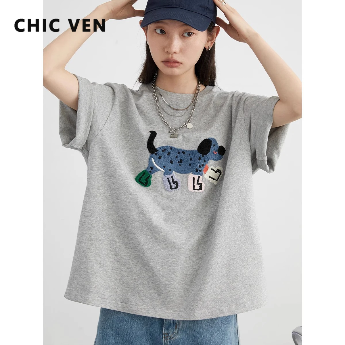 CHIC VEN 여성용 반팔 코튼 티셔츠