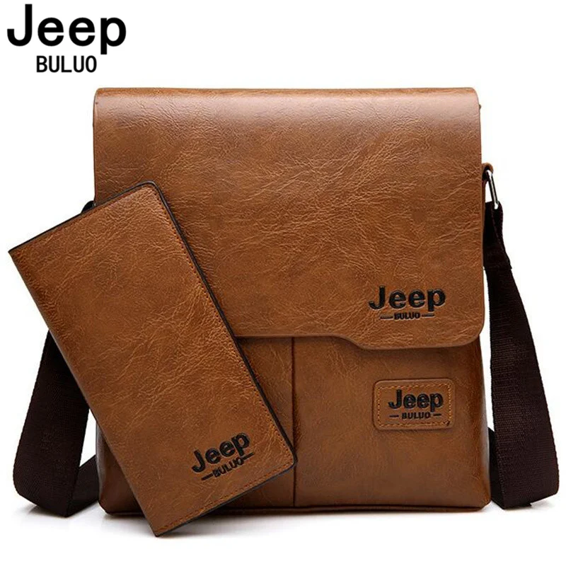 JEEP BULUO 남성용 가죽 메신저 숄더백