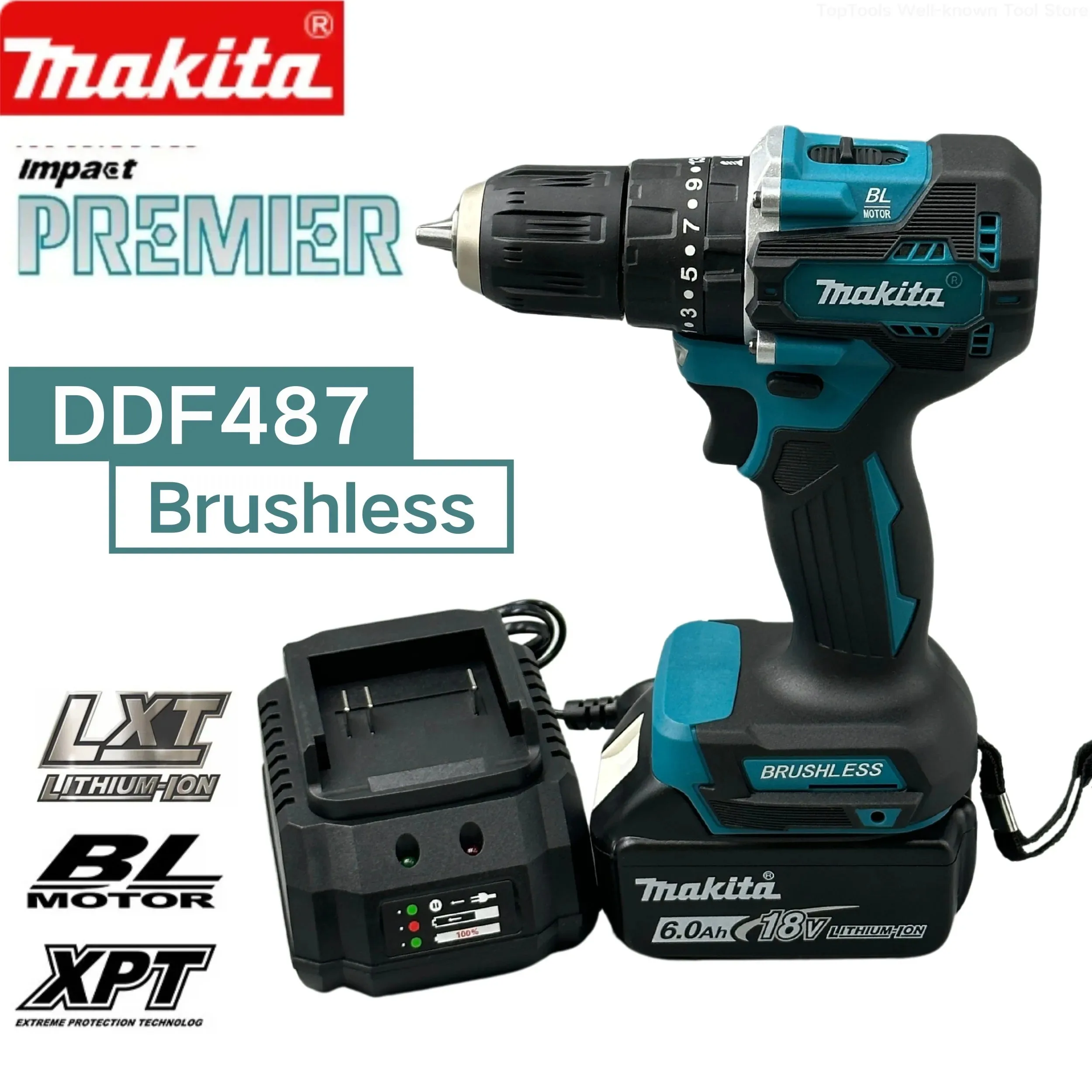 Makita DDF487 스크루 드라이버 무선 타악기 드릴
