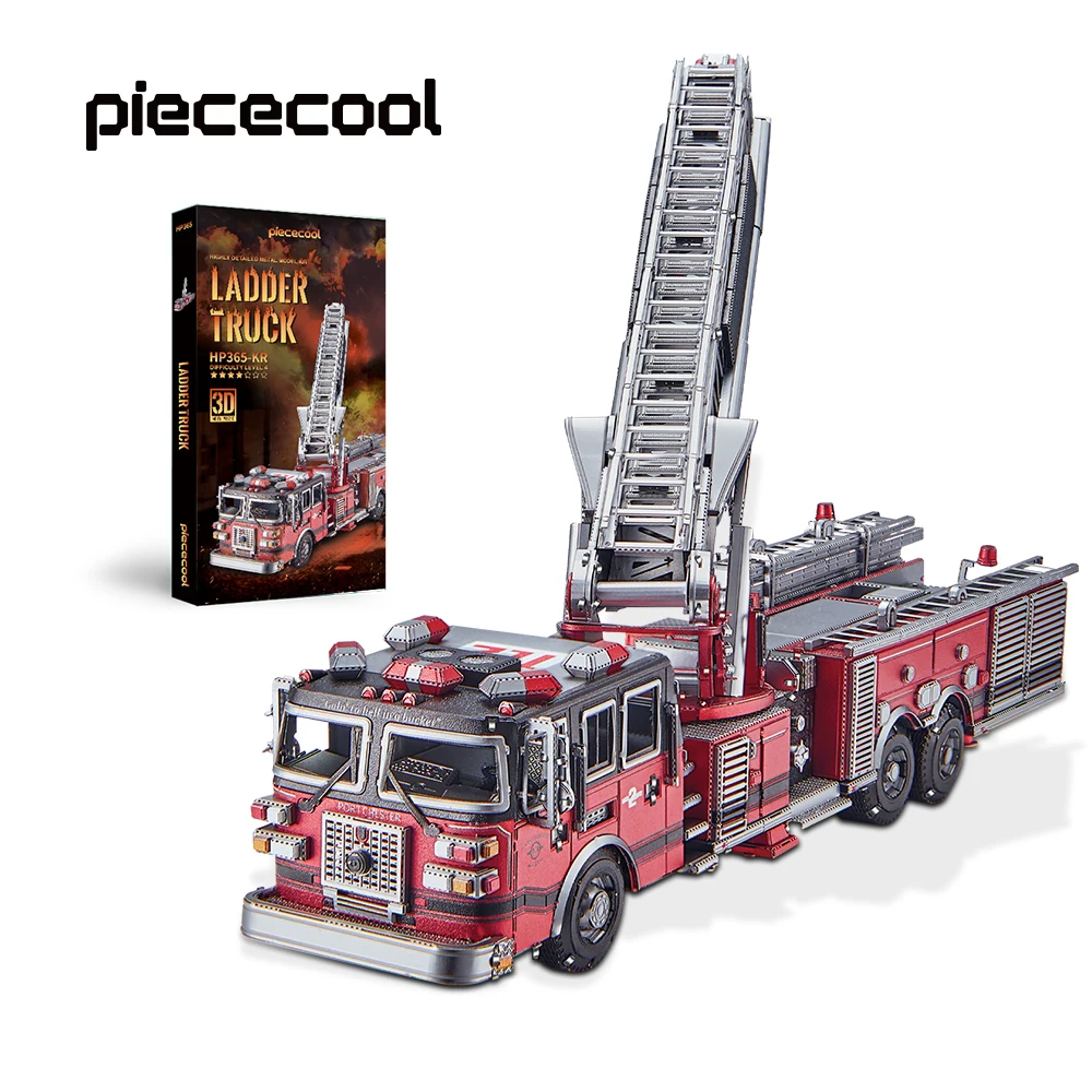 Piececool 3d 금속퍼즐 사다리 트럭 조립 모델 키트