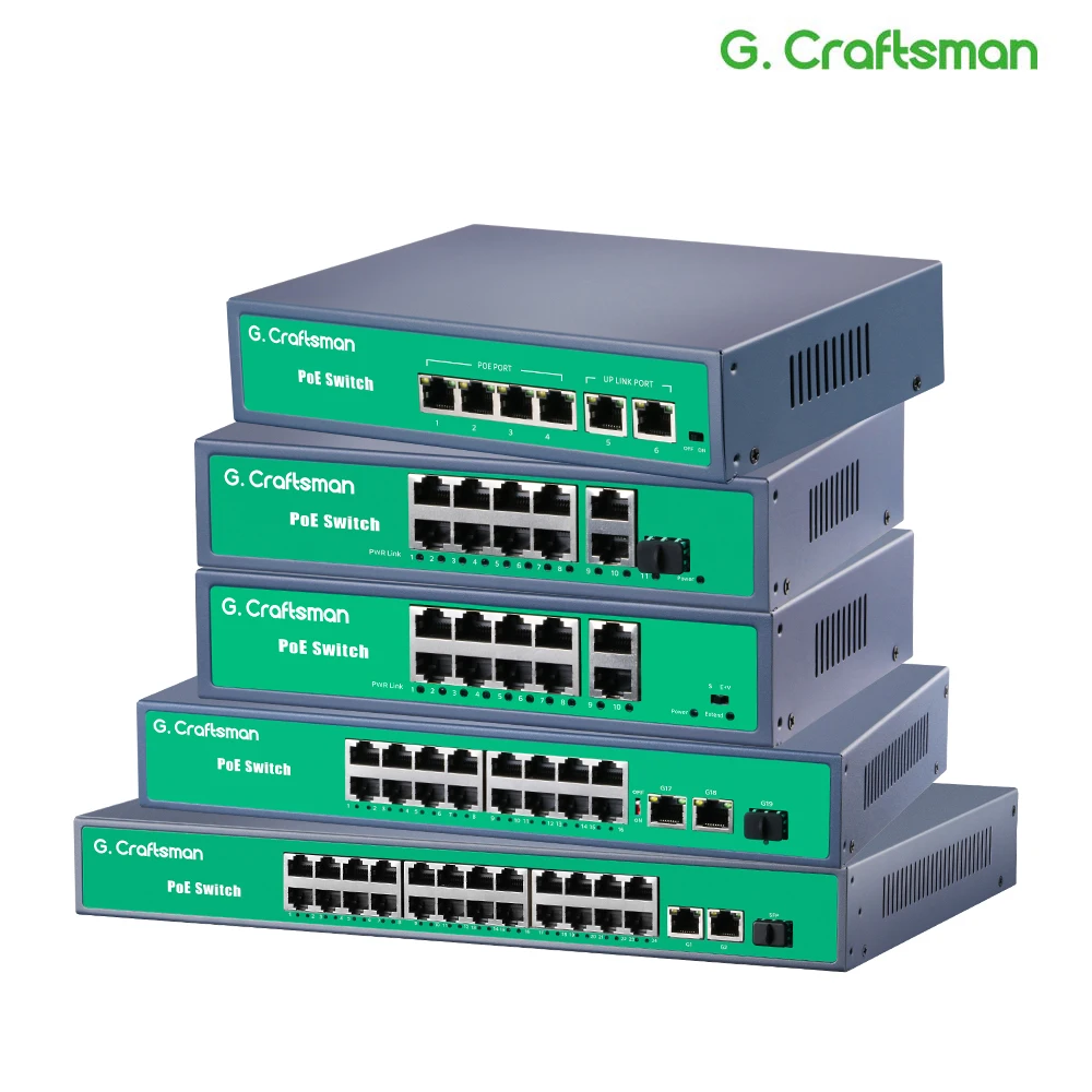 G.Craftsman-POE 스위치 4 8 16 포트 지원 IEEE802.3af/at CCTV 5MP 8MP 4K IP 카메라