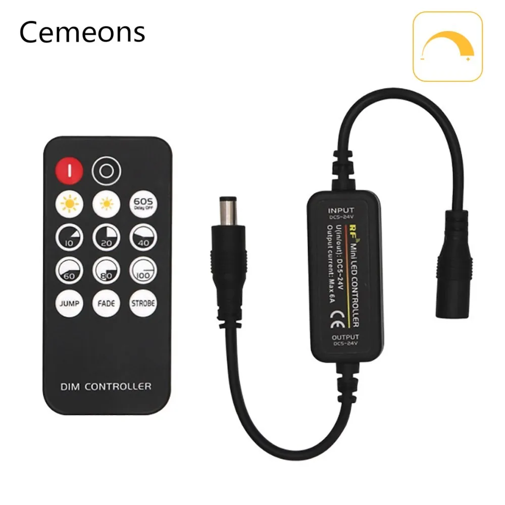 미니 LED 조광기 DC5-24V 6A 무선 RF 컨트롤러 스위치