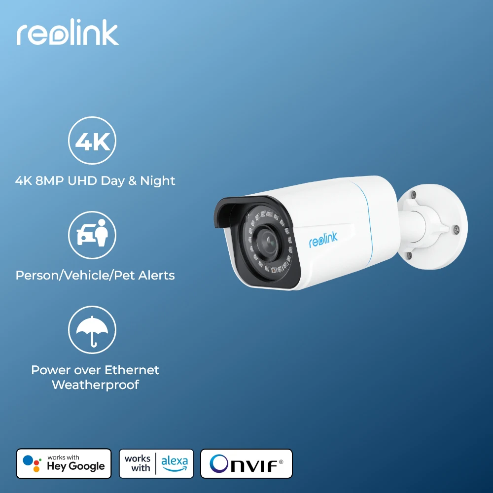 Reolink 4K PoE 보안 카메라 8MP 야외 야간 투시경 IP 카메라 스마트 사람/차량 감지 감시 카메라 RLC-810A