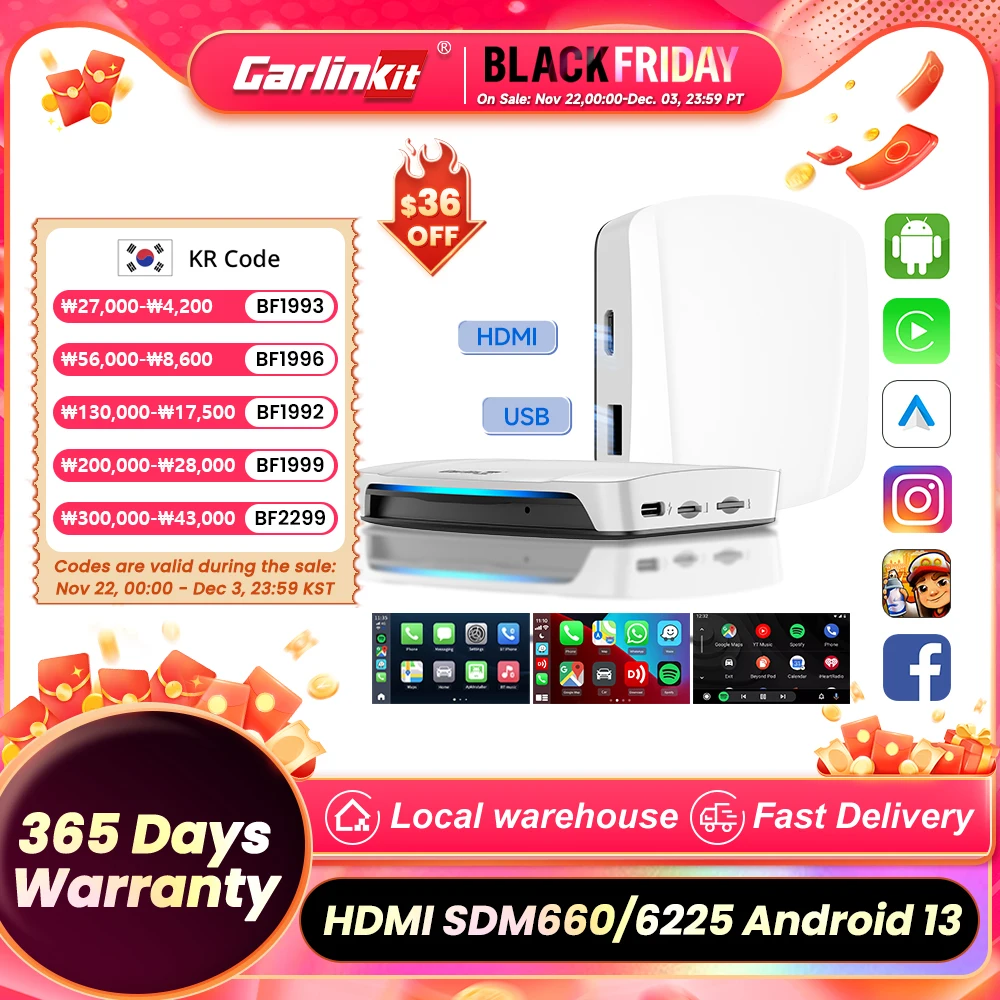 2024 HDMI CarlinKit 안드로이드 13 카플레이 Ai 박스