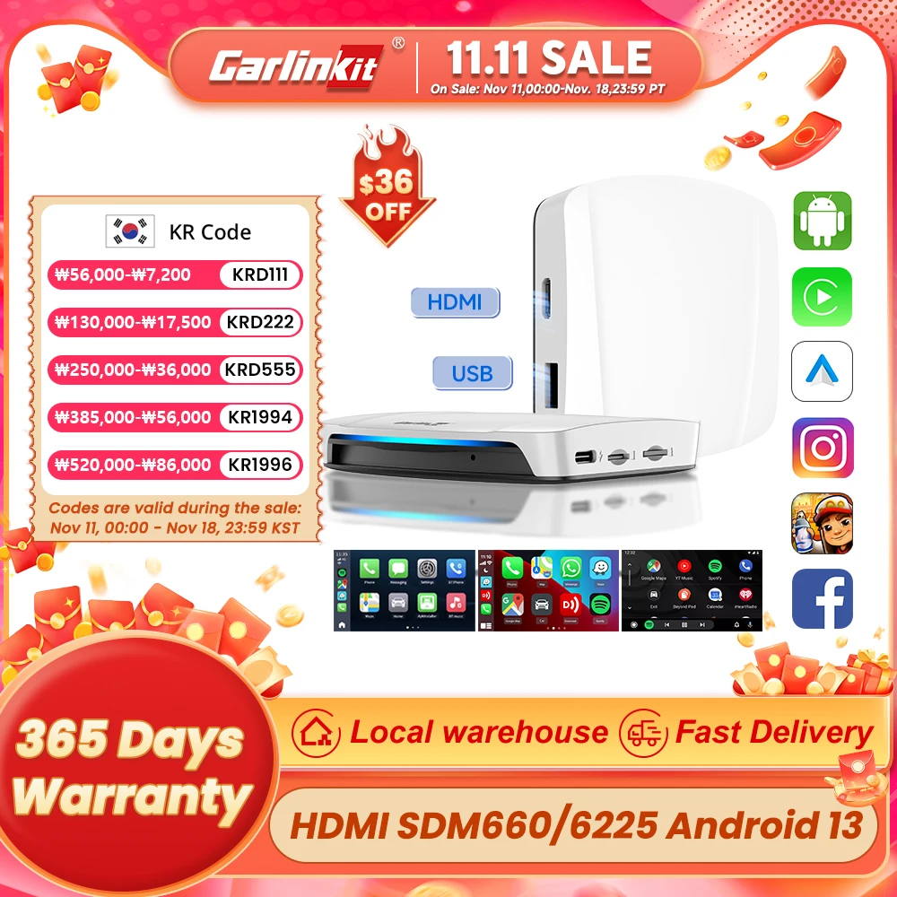 2024 HDMI CarlinKit 안드로이드 13 카플레이 Ai 박스