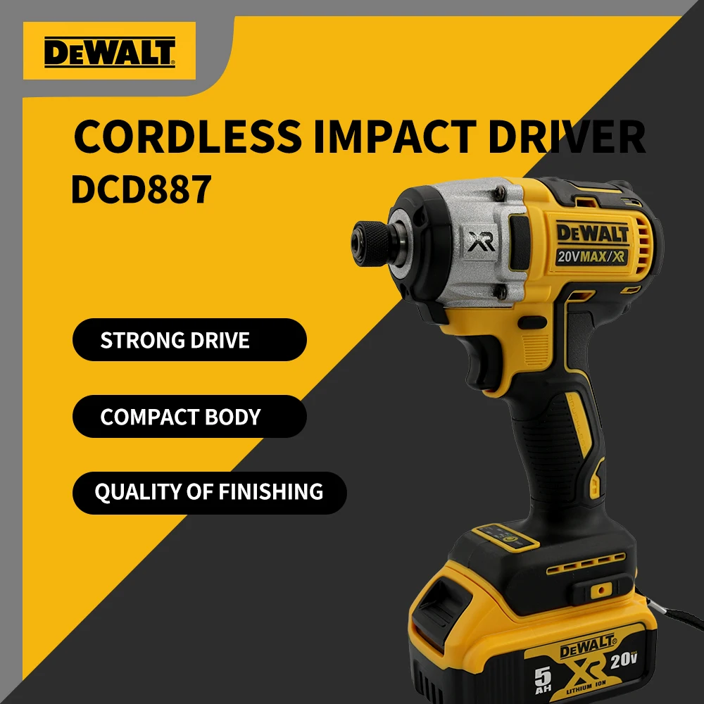 DEWALT 무선 임팩트 드라이버 브러시리스 모터 전기 드릴 1/4