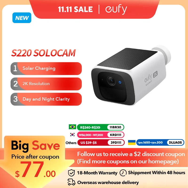 Eufy 보안 S220 솔로캠 태양광 보안 카메라