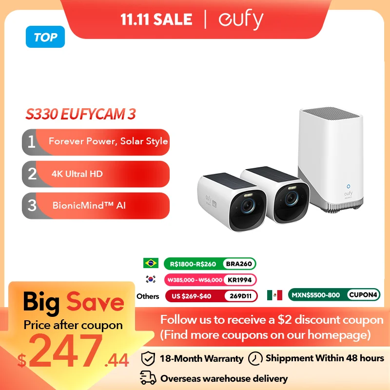 Eufy-보안 S330 eufyCam 3 태양 전지 패널