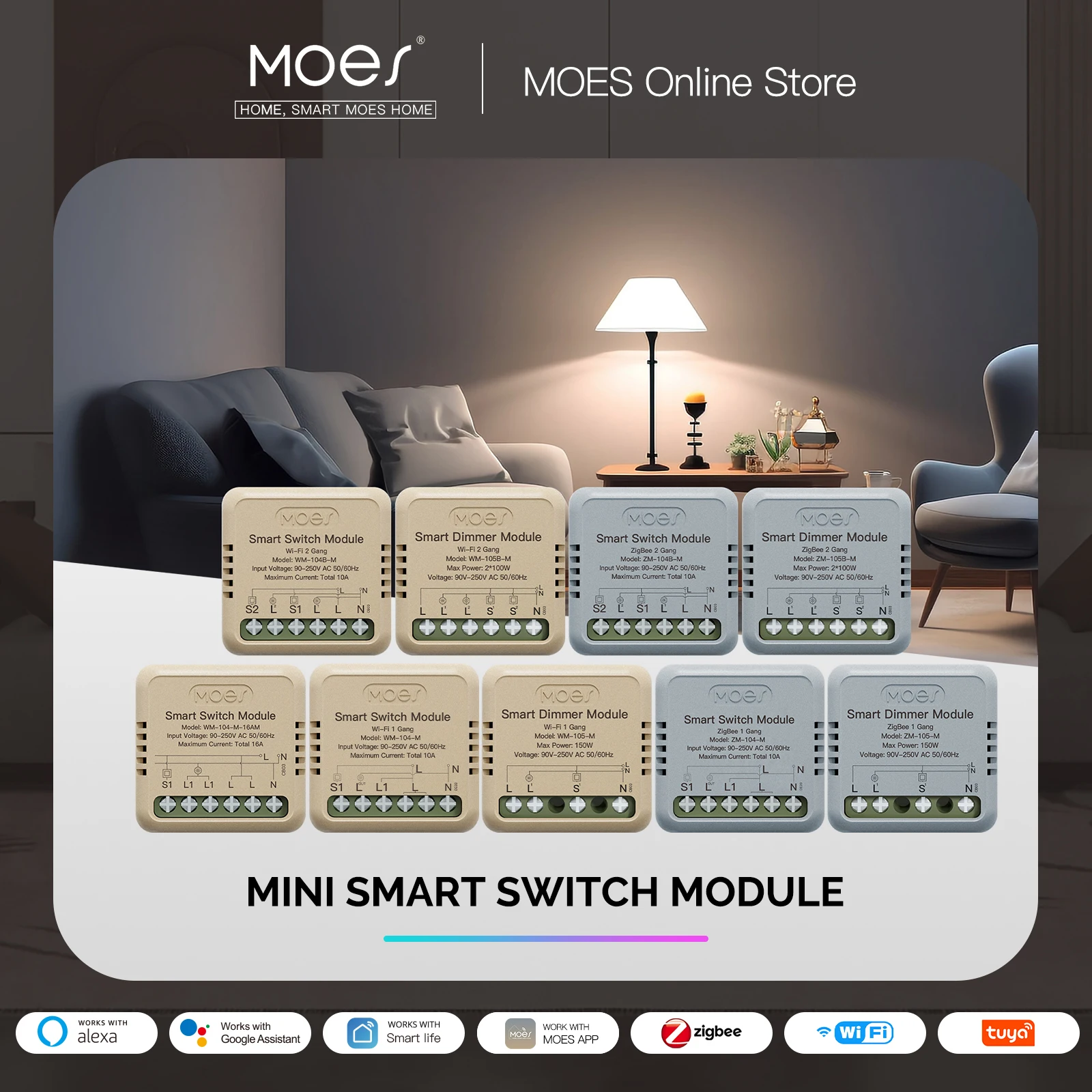 MOES 미니 투야 와이파이 지그비 스마트 스위치