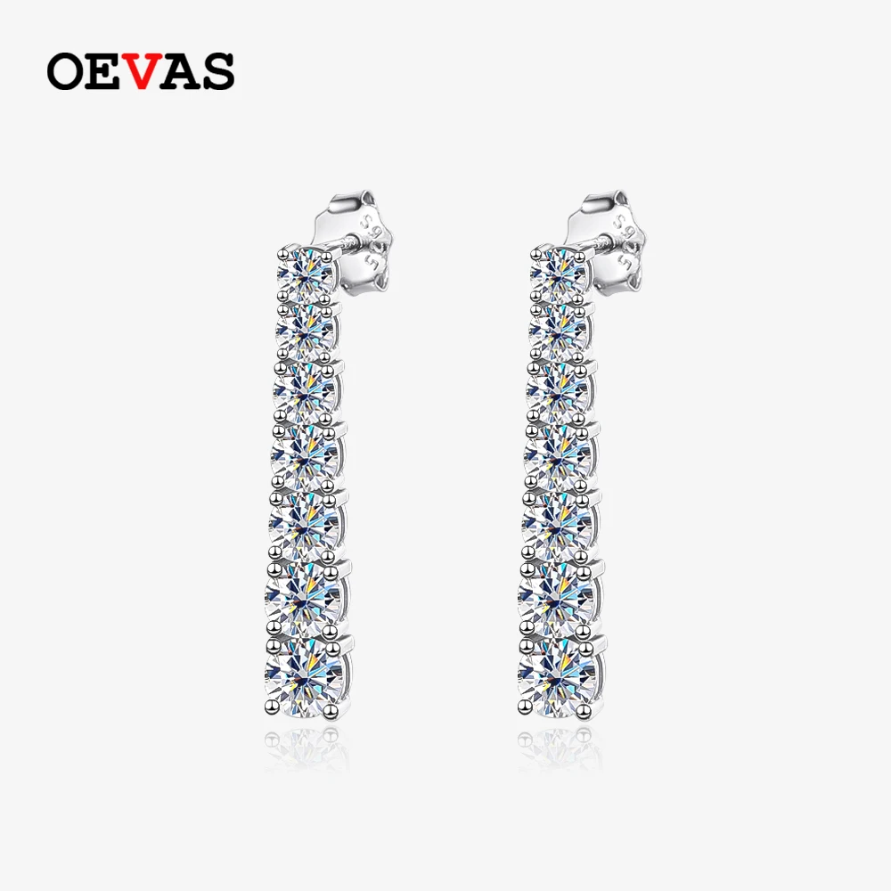 OEVAS 100% 925 스털링 실버 모이사나이트 다이아몬드 귀걸이