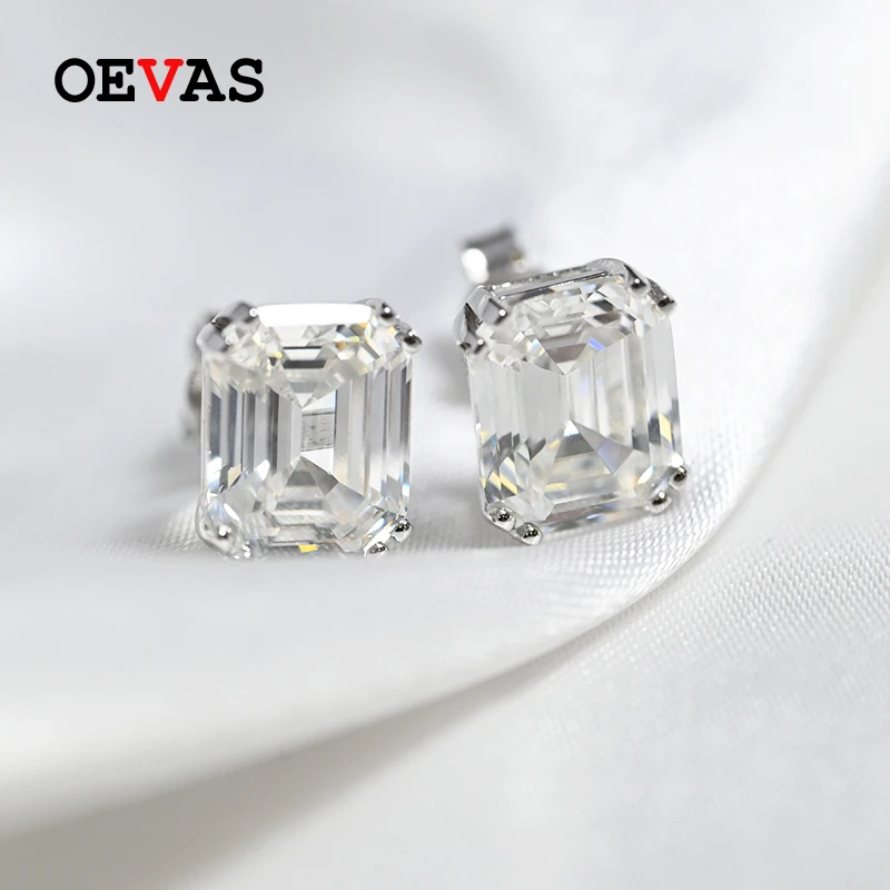 OEVAS 클래식 925 스털링 실버 높은 탄소 보석 다이아몬드 귀걸이