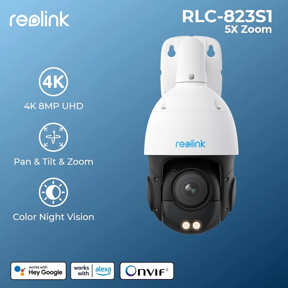 REOLINK 4K 8MP 돔 PoE 보안 카메라 5X 3D 광학 줌 팬 및 틸트 자동 추적 스마트 감지 8MP Onvif 실외 IP 카메라