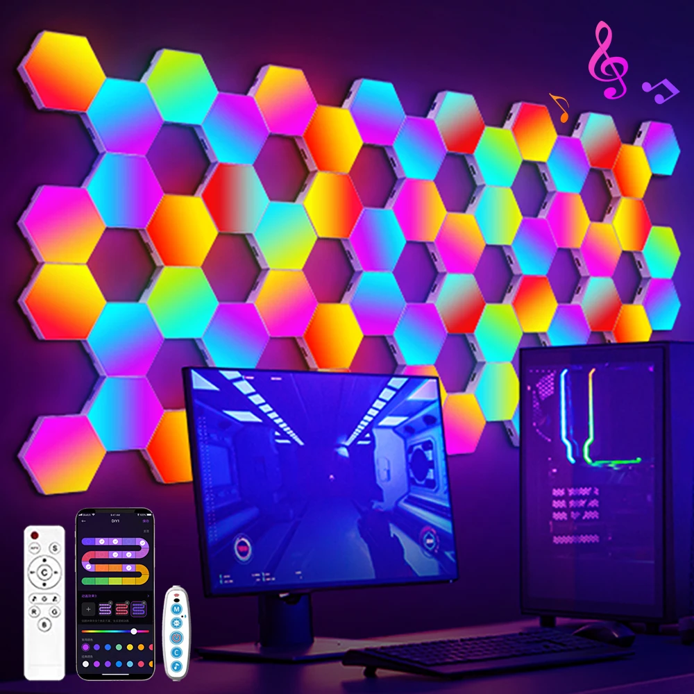 RGB 스마트 육각 벽 램프