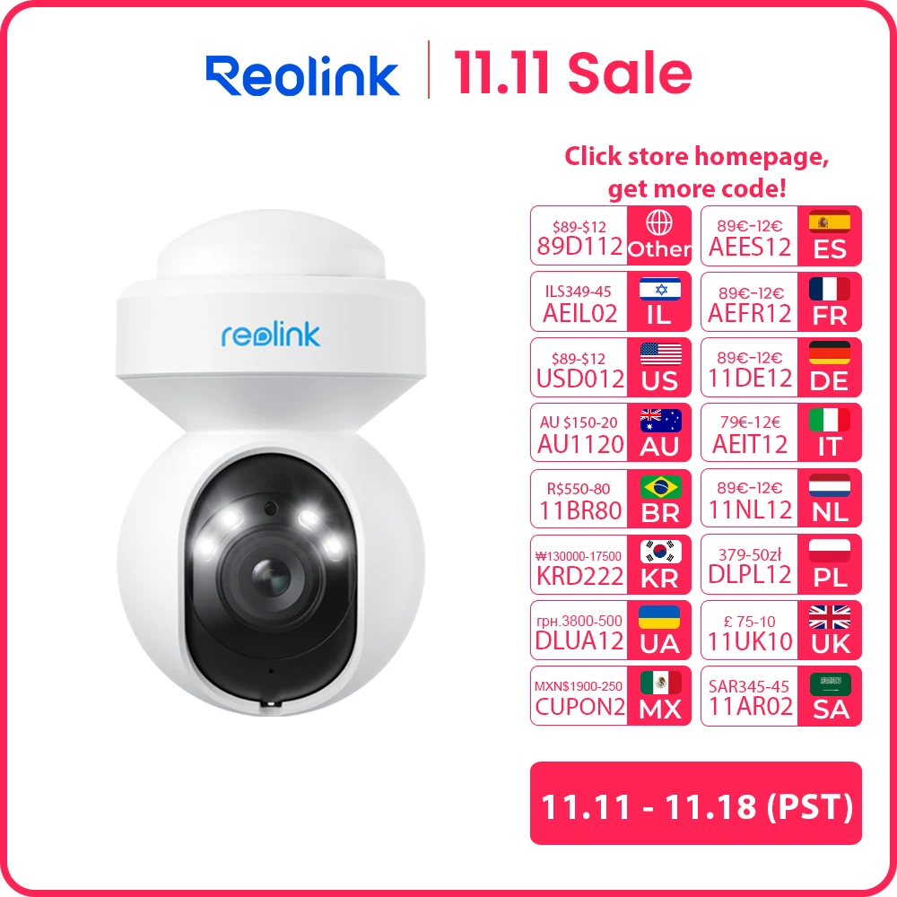 Reolink E 시리즈 5MP WiFi 카메라 팬&틸트 3배 줌 IP 카메라 스마트 AI 감지 자동 추적 양방향 오디오 감시 카메라