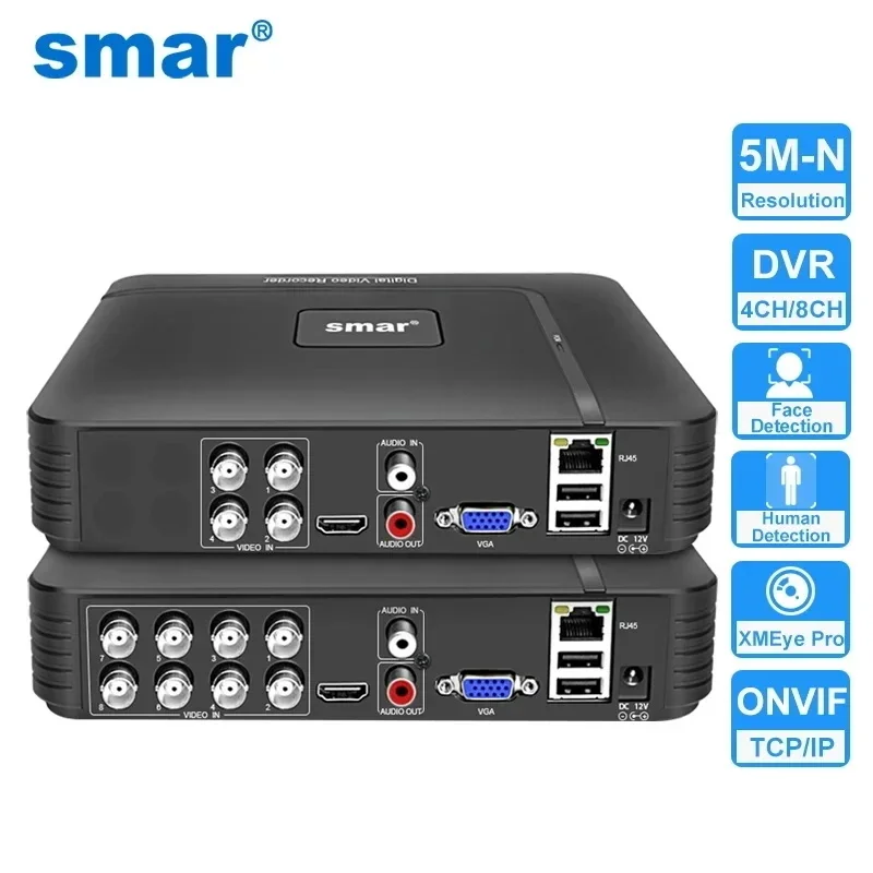 Smar 5 in 1 CCTV 미니 DVR TVI CVI AHD CVBS IP 카메라 디지털 비디오 레코더