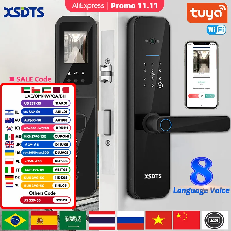XSDTS-Tuya 와이파이 디지털 전자 스마트 도어 잠금