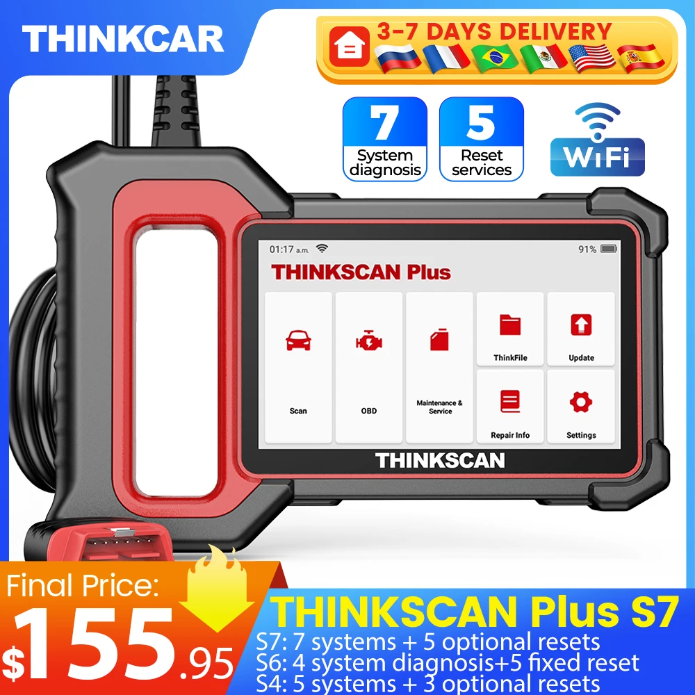 THINKCAR Thinkscan plus s7/s6/s4 obd2 진단 도구 전송/abs/srs 시스템 진단 자동차 코드 리더 자동차 obd2 스캐너 역학
