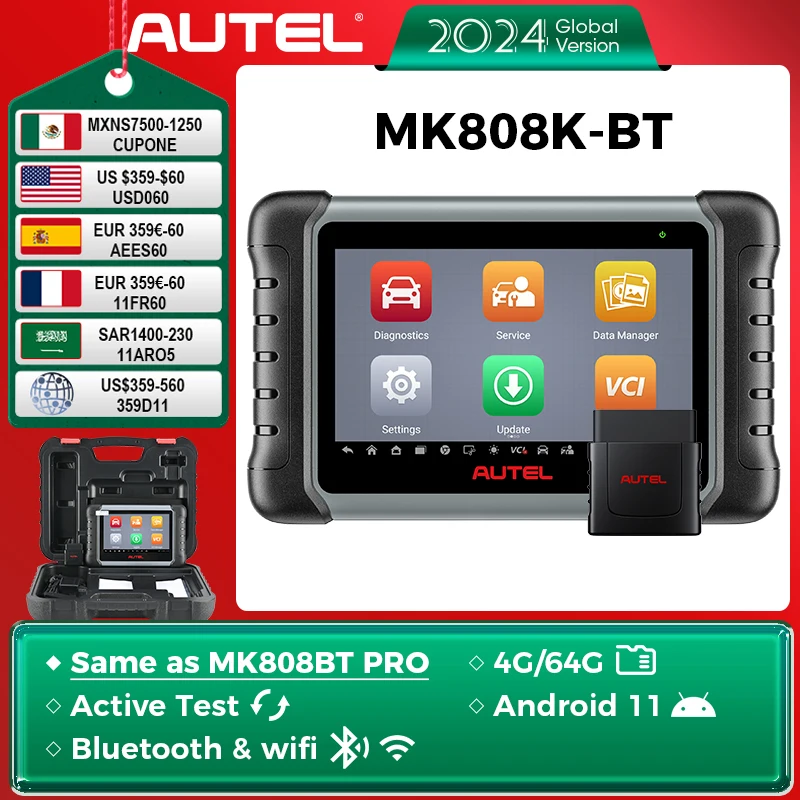 Autel MaxiCOM MK808K-BT MK808K BT 블루투스 OBD2 스캐너