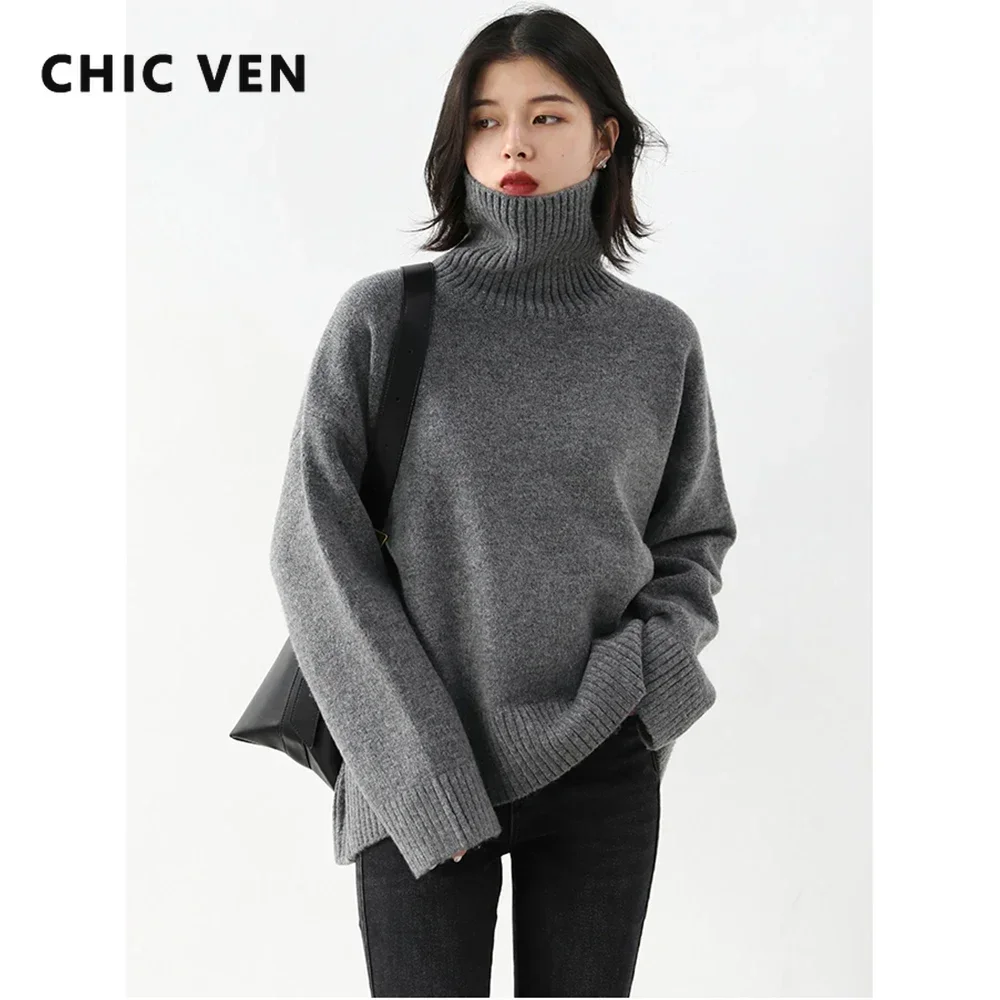 CHIC VEN 여성용 루즈 터틀넥 스웨터