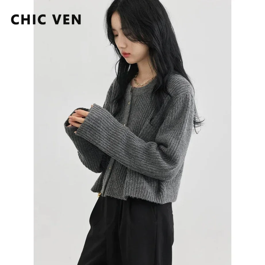 CHIC VEN 여성용 솔리드 싱글 브레스트 스웨터