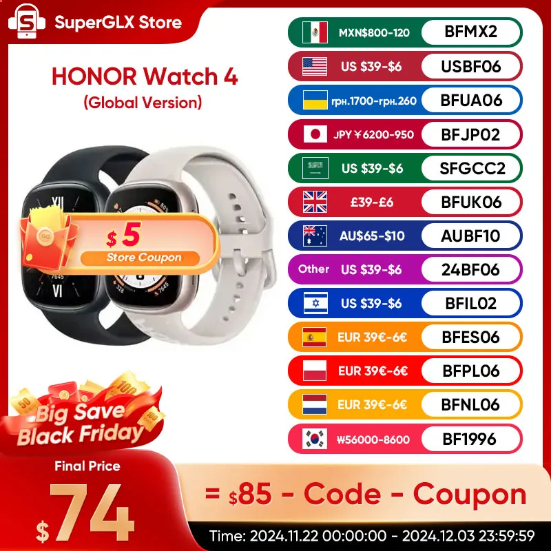 Honor Watch 4 스마트워치 GPS 혈중 산소 모니터