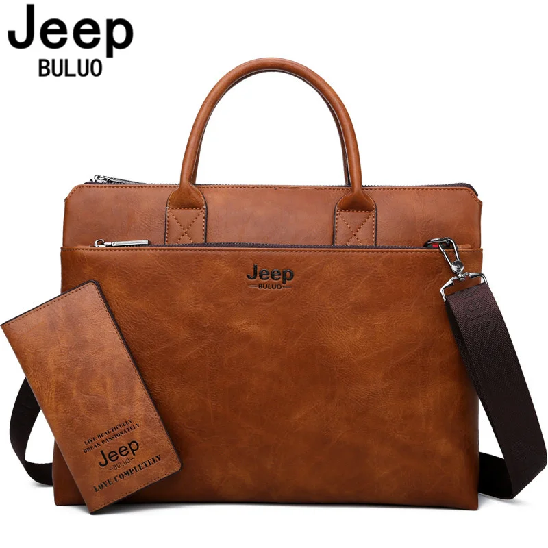 JEEP BULUO 남성용 가죽 서류 가방