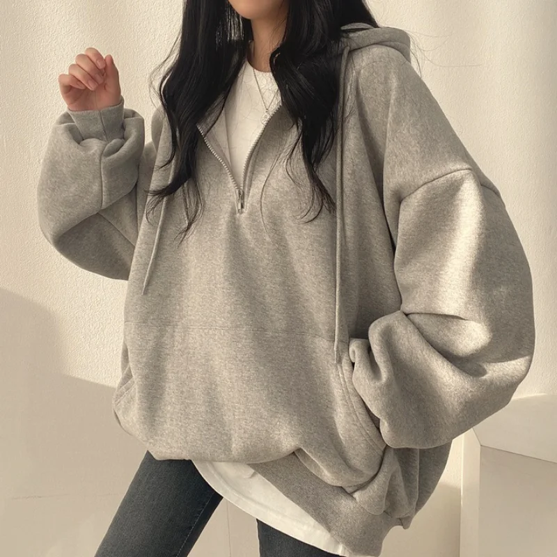 여성용 하라주쿠 후드 코트