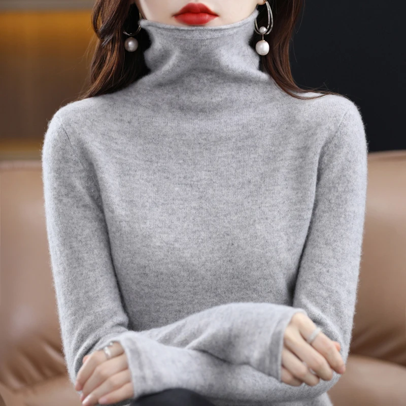 100% 울 터틀넥 스웨터