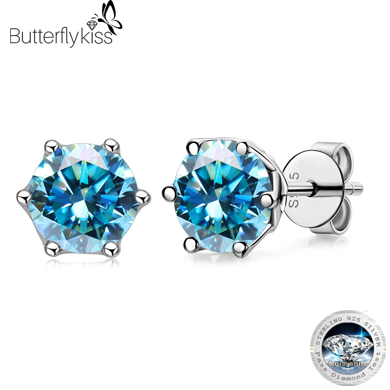 ButterflyKiss 리얼 모이사나이트 스터드 귀걸이