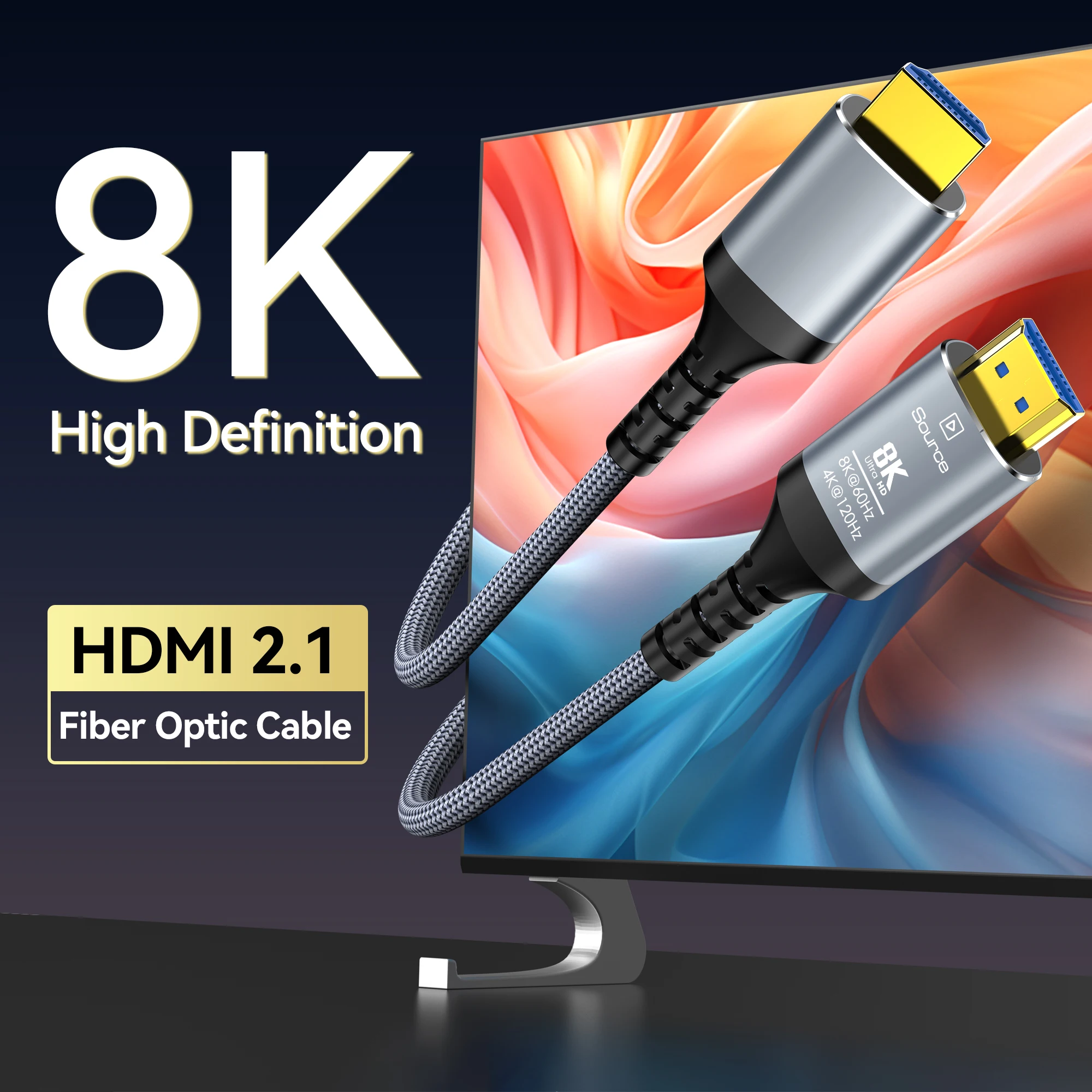 CYANMI 8K 광섬유 HDMI 케이블 10M(32.8피트) 15m(50피트)